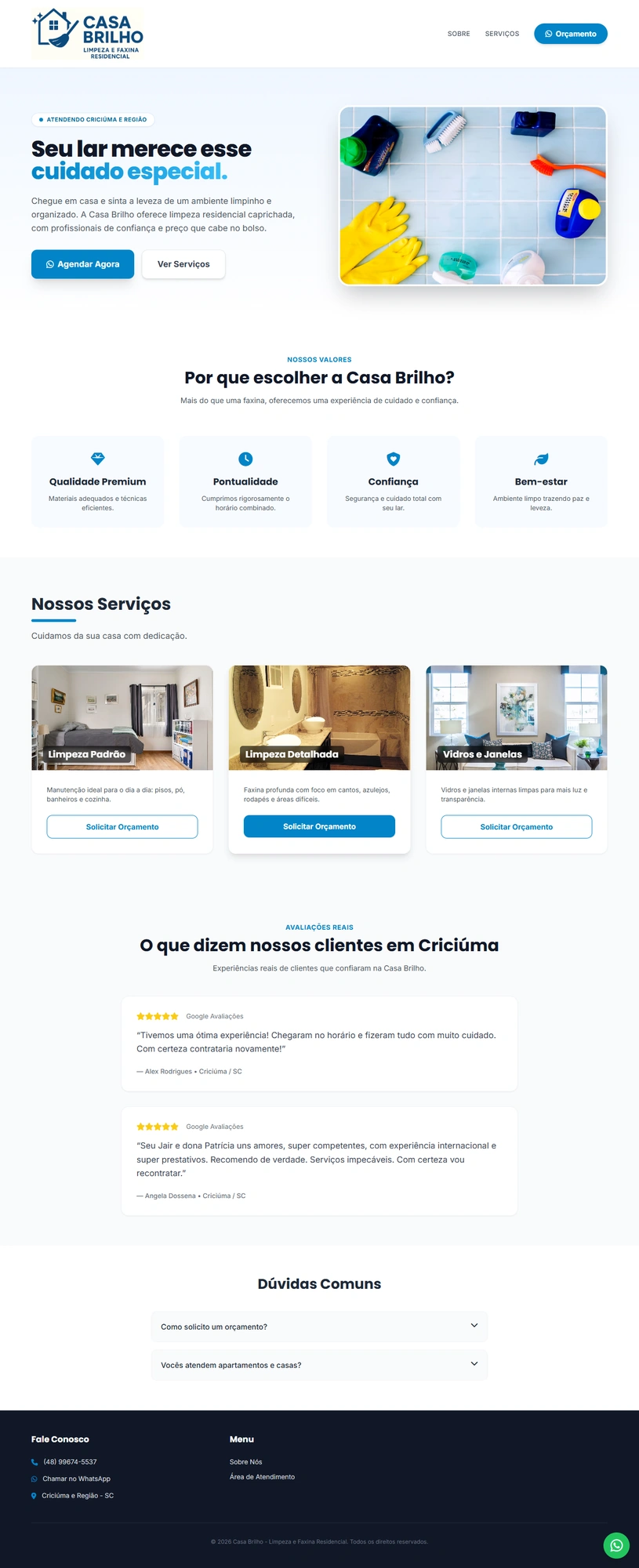 Projeto Casa Brilho — Due Web Studio