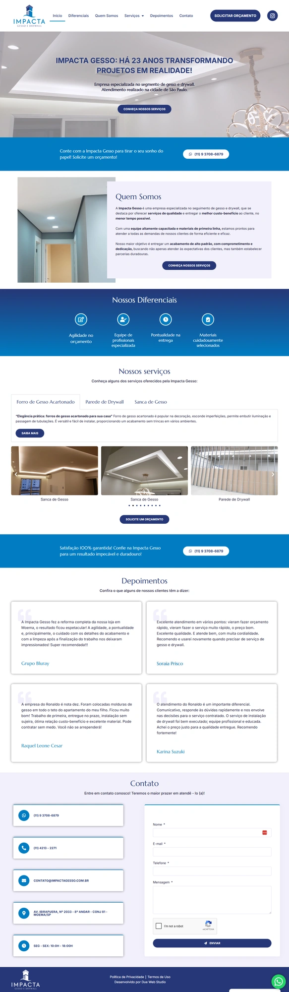 Projeto Impacta Gesso — Due Web Studio