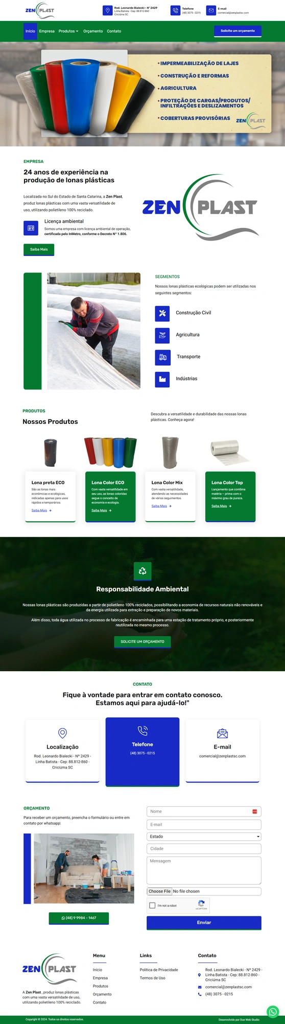 Projeto Zen Plast — Due Web Studio